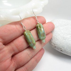Uranium glass bead earrings